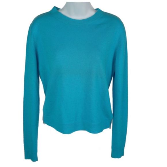 The Elder Statesman Blue Simple Crew Long Sleeve Knit Cashmere Sweater Size S - Picture 1 of 5